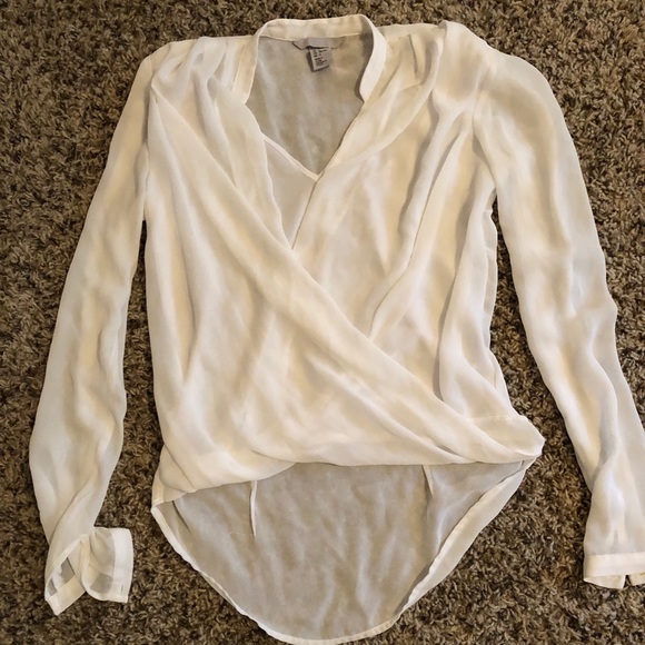 White Chiffon Work Top - Picture 1 of 2